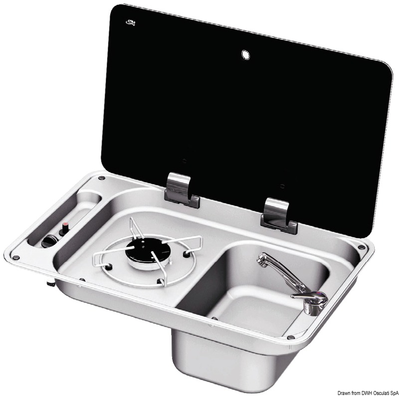 Pravá varná doska CAN s 1 horákom a krytom z tónovaného skla  1-burner right hob w/tinted glass cover Variant: Varná doska, pravá 1-horáková s…