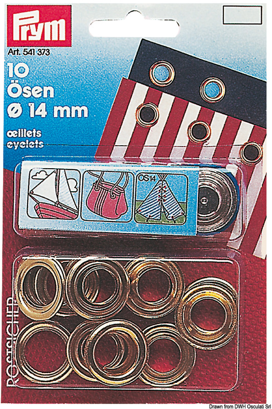 N. 24 mosadzných očiek 8,5 mm  N. 24 brass eyelets 8.5 mm Variant: Sada mosadzných očiek 24 ks 8,5 mm (balenie 24 ks)