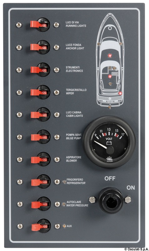OSCULATI 10-magnetotermický spínací panel  10-magnetothermal switch panel