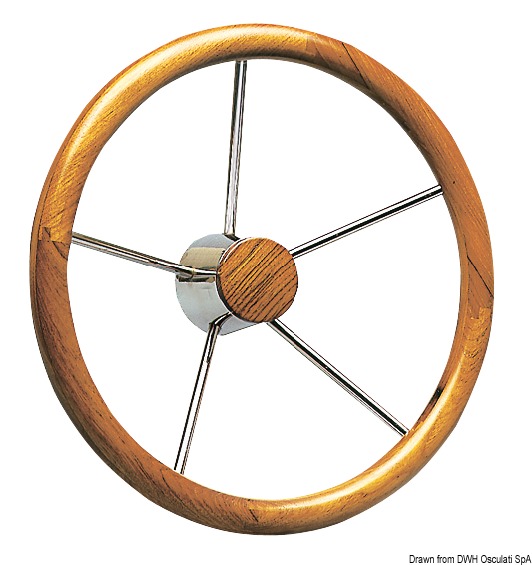 OSCULATI SS volant s vonkajším vencom z teakového dreva 400 mm  SS steering wheel w/teak external rim 400 mm Variant: VA-Stahl Steuerrad…