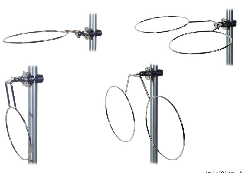 OSCULATI Skladací dvojitý držiak blatníka SS 150 mm  Foldable SS double fenderholder 150 mm Variant: Košík na blatník z ocele VA, skladací dvojitý 150…