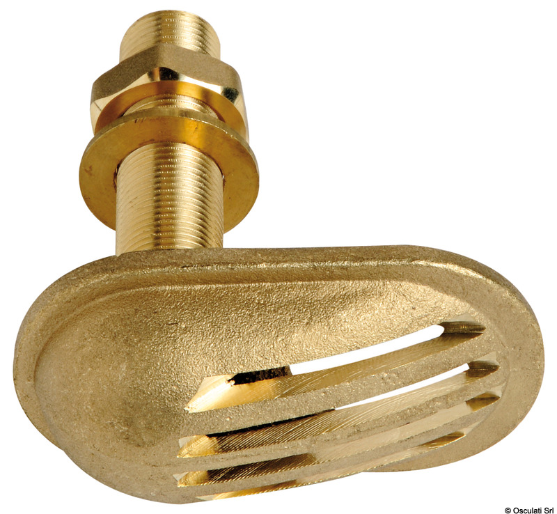 N/A Odlievané mosadzné sitko s naberačkou cez trup 3/8"  Cast brass thru hull scoop strainer 3/8" Variant: Prívod z liatej mosadze 2"