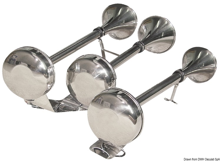 OSCULATI SS jednomembránový roh 12 V  SS single diaphragm horn 12 V Variant: Membránový lodný klaksón z VA ocele, jeden 12 V