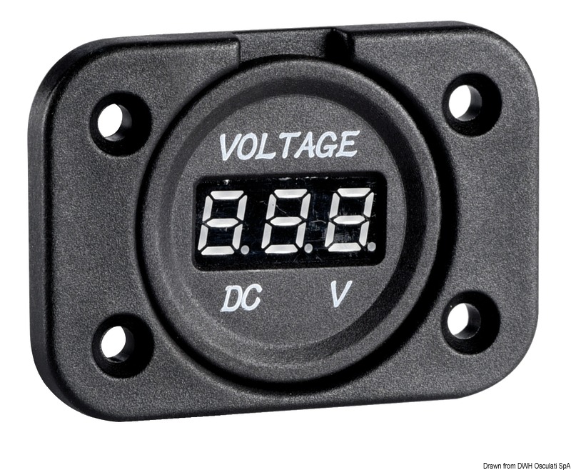 OSCULATI Digitálny voltmeter 8/32 V zapustená montáž  Digital voltmeter 8/32 V recess mounting Variant: Napätie a ampérmeter +USB dvojitá zásuvka typu…