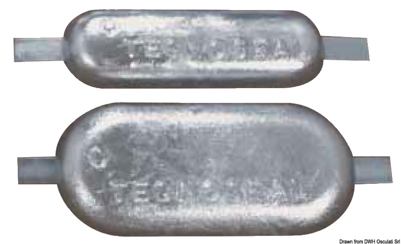 TECNOSEAL Oválna anóda s vložkou 215x90x30 mm  Oval anode w/insert 215x90x30 mm