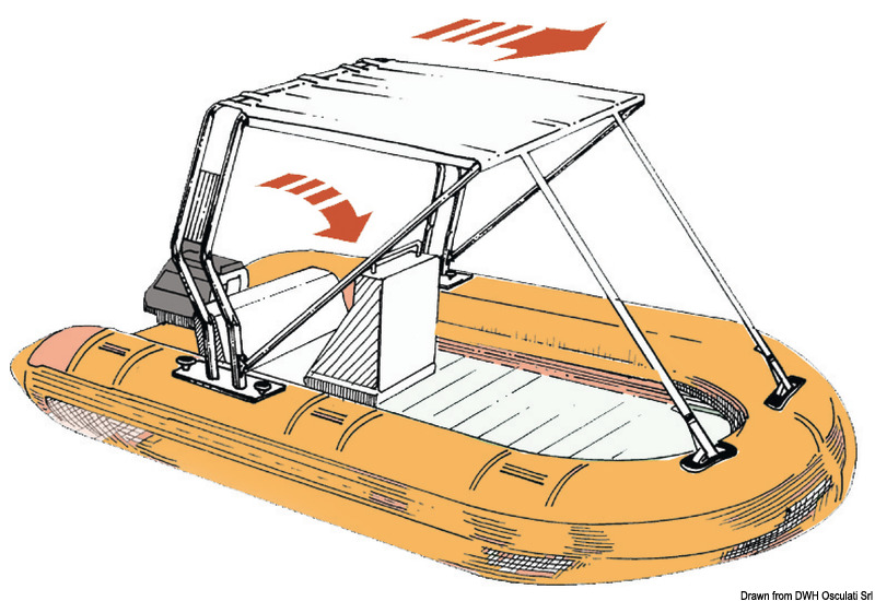 OSCULATI Teleskopická markíza biela 120 x 145 cm  Telescopic awning white 120 x 145 cm Variant: Teleskop-Verdeck f. Heck. weiß 130 x 190 cm