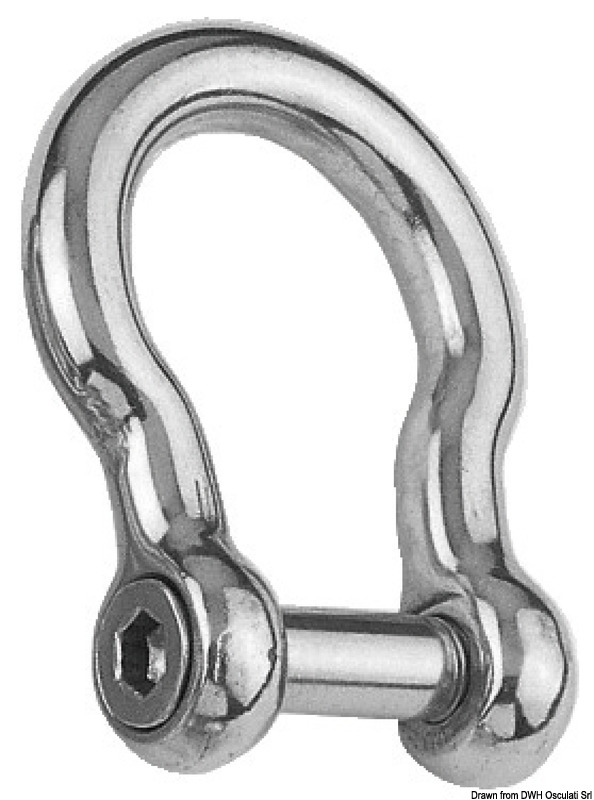 OSCULATI Predný ok AISI 316 6 mm  Bow shackle AISI 316 6 mm Variant: Zakrivený záves AISI 316 8 mm