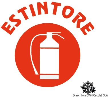 Nálepka na hasiaci prístroj ES schváleného typu OSCULATI  Type-approved EC extinguisher sticker Variant: CE samolepiaci štítok záchranného pláva