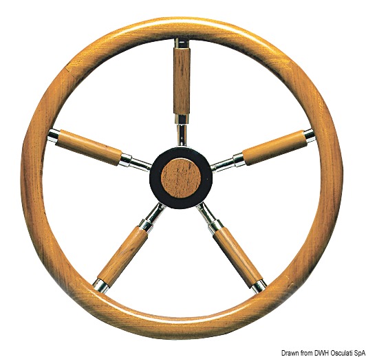 OSCULATI SS volant s vonkajším vencom z teakového dreva 400 mm  SS steering wheel w/teak external rim 400 mm Variant: Volant z ocele VA s vonkajším…