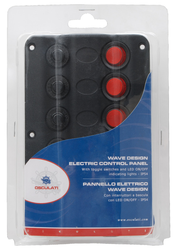 Elektrický ovládací panel OSCULATI Wave 4 spínače  Wave electric control panel 4 switches Variant: Voltmeter 3/30 V + dvojitá zásuvka USB
