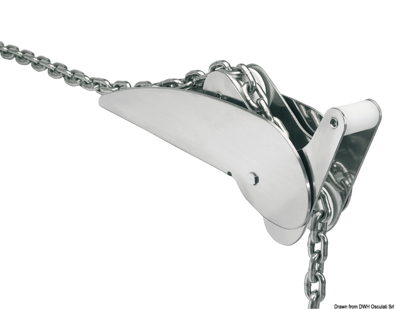 OSCULATI Leštený SS ťažký závesný valec 10 kg  Polished SS heavy hinged roller 10 kg Variant: Ťažké vahadlo VA leštená oceľ 30 kg 695 mm