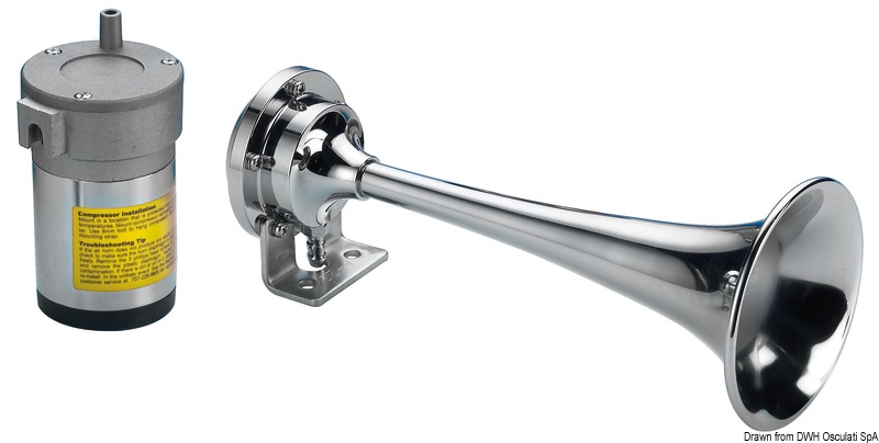 OSCULATI Chrómovaná trúbka s/1 rohom 12 V  Chromed trumpet w/1 horn 12 V Variant: Klaksón, pochrómovaný s 1 klaksónom 24 V