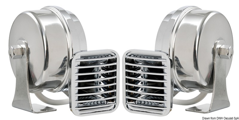 OSCULATI Výkonný chrómovaný jednoduchý klaksón ABS  Powerful ABS chromed single horn Variant: Výkonný jednoduchý klaksón z ABS, pochrómovaný