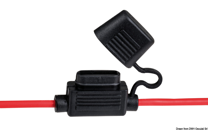 OSCULATI Vodotesný držiak nožových poistiek s 2 káblami  Watertight blade fuse holder fitted with 2 cables