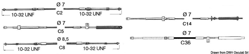 ULTRAFLEX Ovládací kábel motora C2 5'  Engine control cable C2 5' Variant: Diaľkovo ovládaný kladkostroj C8 36'