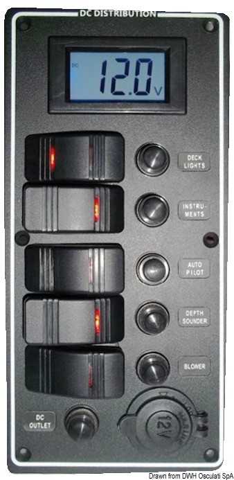 OSCULATI PCAL elektrický panel s digitálnym voltmetrom 9/32 V  PCAL electric panel w/digital voltmeter 9/32 V