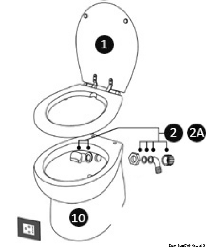 OSCULATI Duroplast náhradná doska pre WC misu  Duroplast spare board for toilet bowl Variant: Sada náhradných tesnení a ventilov pre elektrické WC