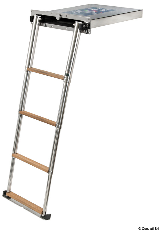 DOUGLAS MARINE Top Line 4-stupňový teakový skladací rebrík  Top Line 4-step teak foldaway ladder