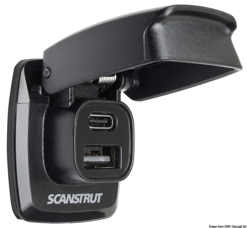 SCANSTRUT Flip Pro USB-A a USB-C vodotesná zásuvka  SCANSTRUT Flip Pro USB-A and USB-C watertight socket Variant: SCANSTRUT Flip Pro Duo zásuvka…
