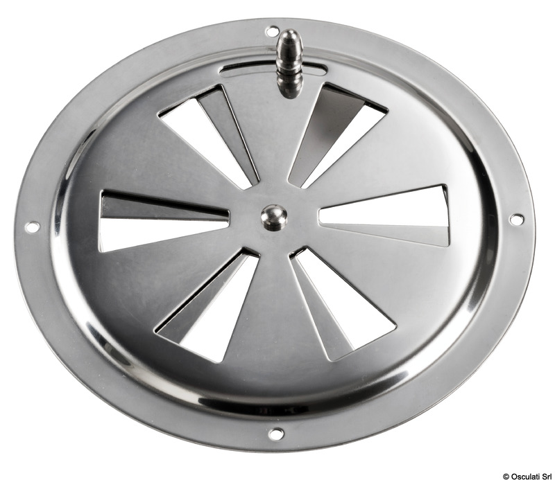 OSCULATI Okrúhly vetrací otvor leštený SS 102 mm  Round vent polished SS 102 mm Variant: Vetracia mriežka, kruhová VA oceľ + sieťka proti hmyzu 102 mm