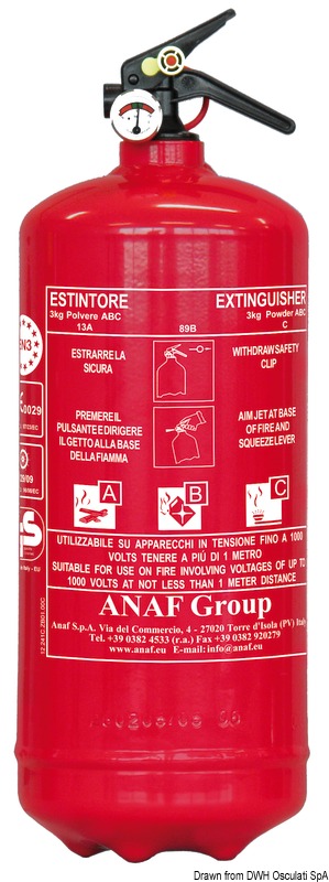 ANAF ANTINCENDI Solas práškový hasiaci prístroj 3 kg MED  Solas powder extinguisher 3 kg MED Variant: Solas CO2-Feuerlöscher 5 kg MED