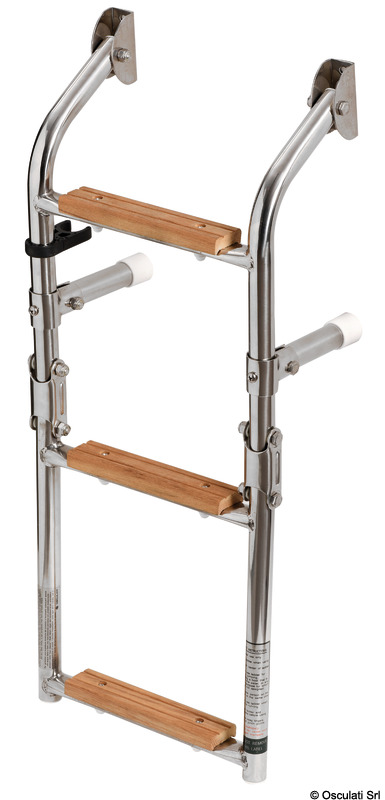 OSCULATI Rebrík 3 kroky AISI316 + Iroko  Ladder 3 steps AISI316 + Iroko Variant: Plavecký rebrík AISI316/Iroko 5 stupňov