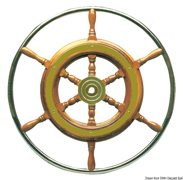 OSCULATI Volant s vonkajším vencom 42 cm  Steering wheel w/SS external rim 42 cm Variant: Kormidlo s vonkajším krúžkom z VA ocele 42 cm