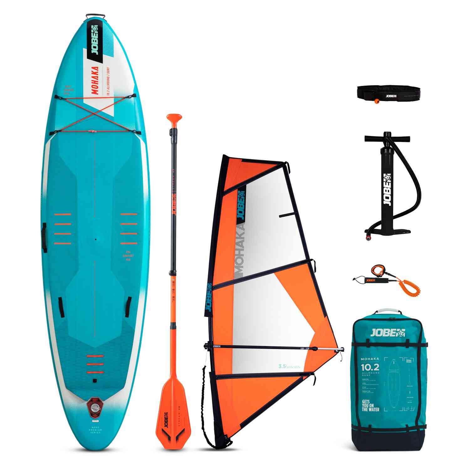 JOBE Nafukovací paddleboard - windsurf Mohaka 10.2 + SUP plachta 3,5 m2  Jobe Mohaka 10.2 Inflatable Paddle Board + SUP Sail 3.5 m2 Package 488825001