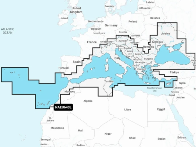 NAVIONICS + Mapa NAEU643L Stredozemné a Čierne more  Navionics®+ | NAEU643L | microSD™/SD™ a ročné predplatné