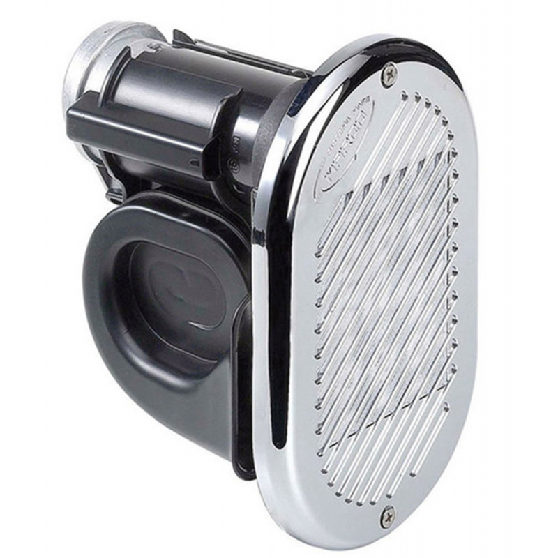 VSTAVANÝ VZDUCHOVÝ KLAKSÓN S POCHRÓMOVANOU MRIEŽKOU Variant: CHROMATED HORN 24V. 11A