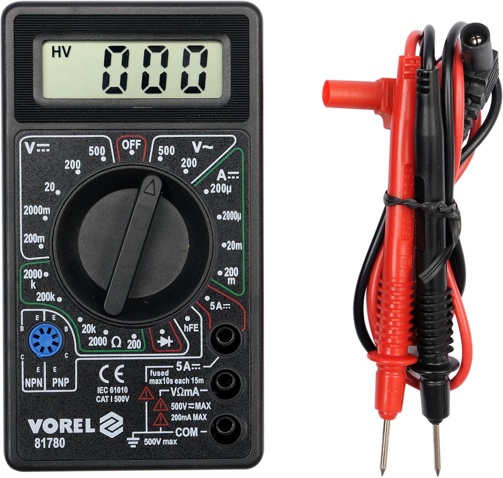 VOREL Multimeter digitálny univerzálny  voltmeter, ampérmeter, ohmmeter