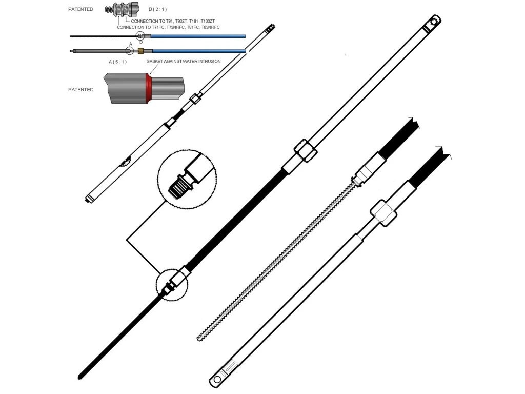 ULTRAFLEX Kábel M58 k prevodovke T67, 9´ / 275 cm