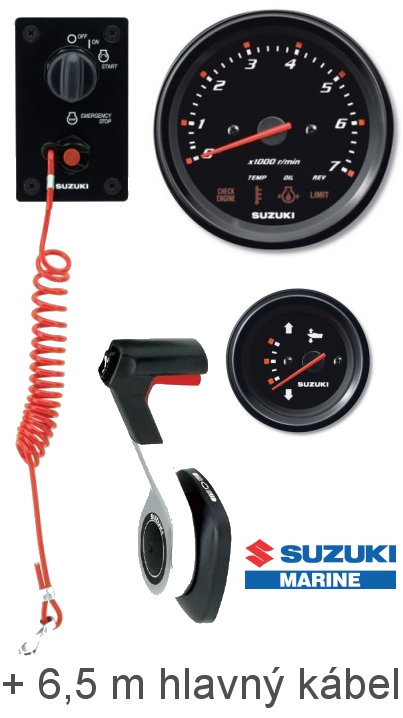SUZUKI Montážna sada B čierna pre motory DF40 - DF250  Inštalačný kit: Schaltbox + Spínač zapaľovania + Trim meter + Otáčkomer + Hlavný kábel