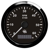 Otáčkomer univerzálny 0-6000 Ot., motohodiny, čierny ciferník, čierny rám