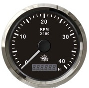 Otáčkomer univerzálny 0-6000 Ot., motohodiny, čierny ciferník, leštený rám