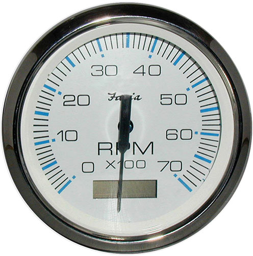 FARIA Otáčkomer 0-7000 ot/min, 85 mm, biely s motohodinami pre závesné motory