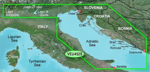 GARMIN BlueChart G3 Vision - EU452S /Jadran/ SMALL  Námorná mapa - Bluechart g3 Vision (micro SD / SD)