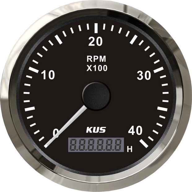 KUS Otáčkomer do 4000 otáčok s motohodinami čierny 85 mm  pre zabudované motory K-Y07008 CMHB-BS-4KL
