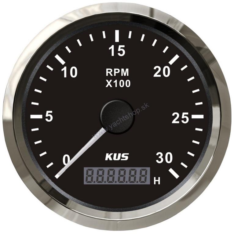 KUS Otáčkomer do 3000 otáčok s motohodinami čierny 85 mm  pre zabudované motory K-Y07025 CMHB-BS-3KL