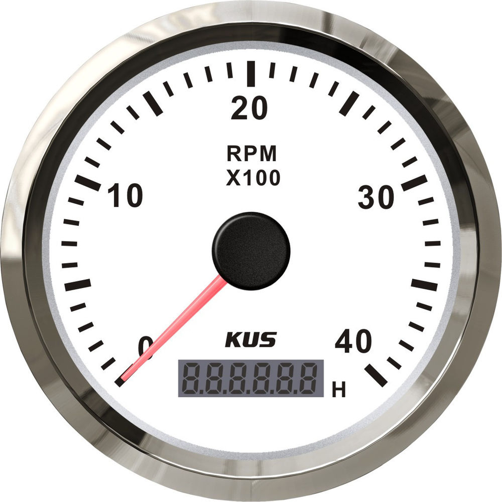 KUS Otáčkomer do 3000 otáčok s motohodinami biely 85 mm  pre zabudované motory