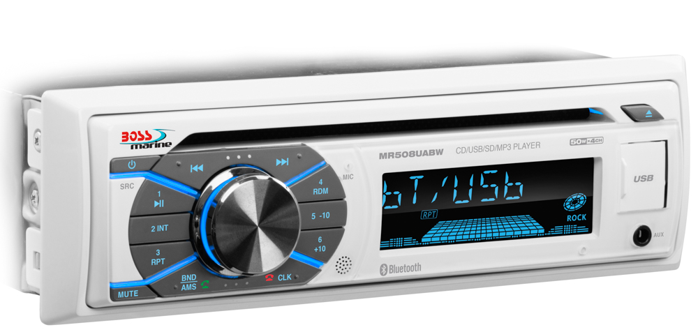 BOSS MARINE Rádio/CD MR508UABW  BLUETOOTH, 200 WATTS, MARINIZED, MP3-COMPATIBLE CD, AM/FM RECEIVER, USB, SD, DO
