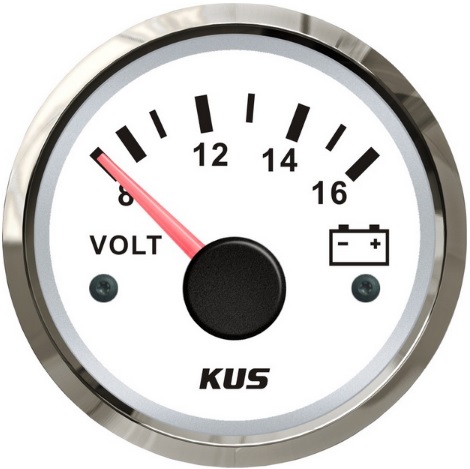 KUS Voltmeter 8-16 V biely 52 mm  CPVR-WS-8-16 K-Y13100