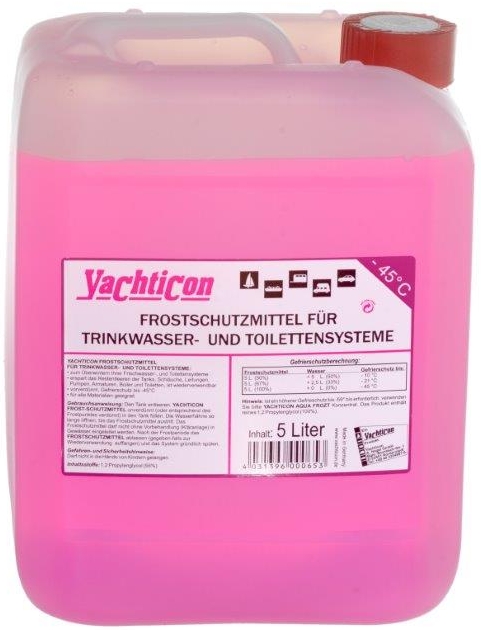 YACHTICON Nemrznúca zmes na pitnú vodu a toalety 5 litrov  Frostschutzmittel für Trinkwasser und Toilettensysteme 5 Liter