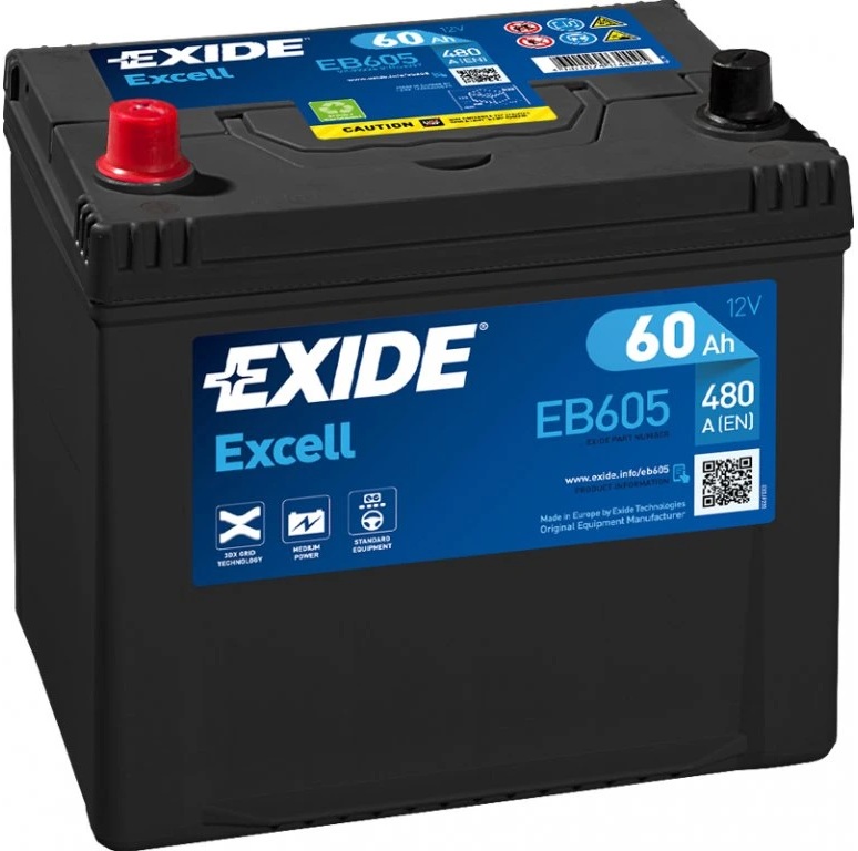 EXIDE EXCELL 60AH, 12V, EB605