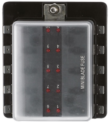 SCI Poistková skrinka s LED, typ Mini - FK1 na 10 poistiek, max. 30 A na poistku  MINI BLADE FUSE