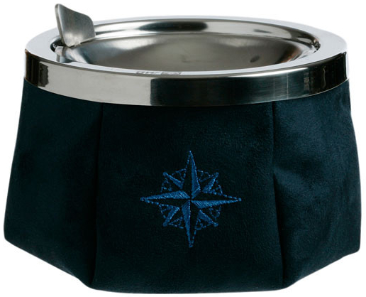 MARINE BUSINESS Popolník s vekom SIMIL semišovo modrý  INOX LINE ASHTRAY HEAVY SUEDE BLUE NAVY