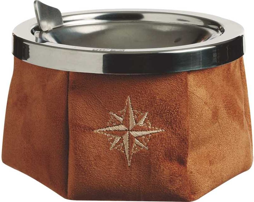MARINE BUSINESS Popolník s vekom SIMIL semišovo hnedý  INOX LINE ASHTRAY HEAVY CAMEL