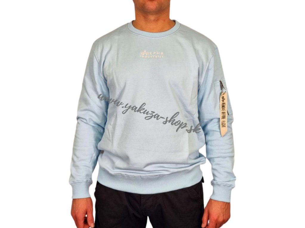 Alpha Industries Organics EMB Sweater mikina pánska Sky Blue