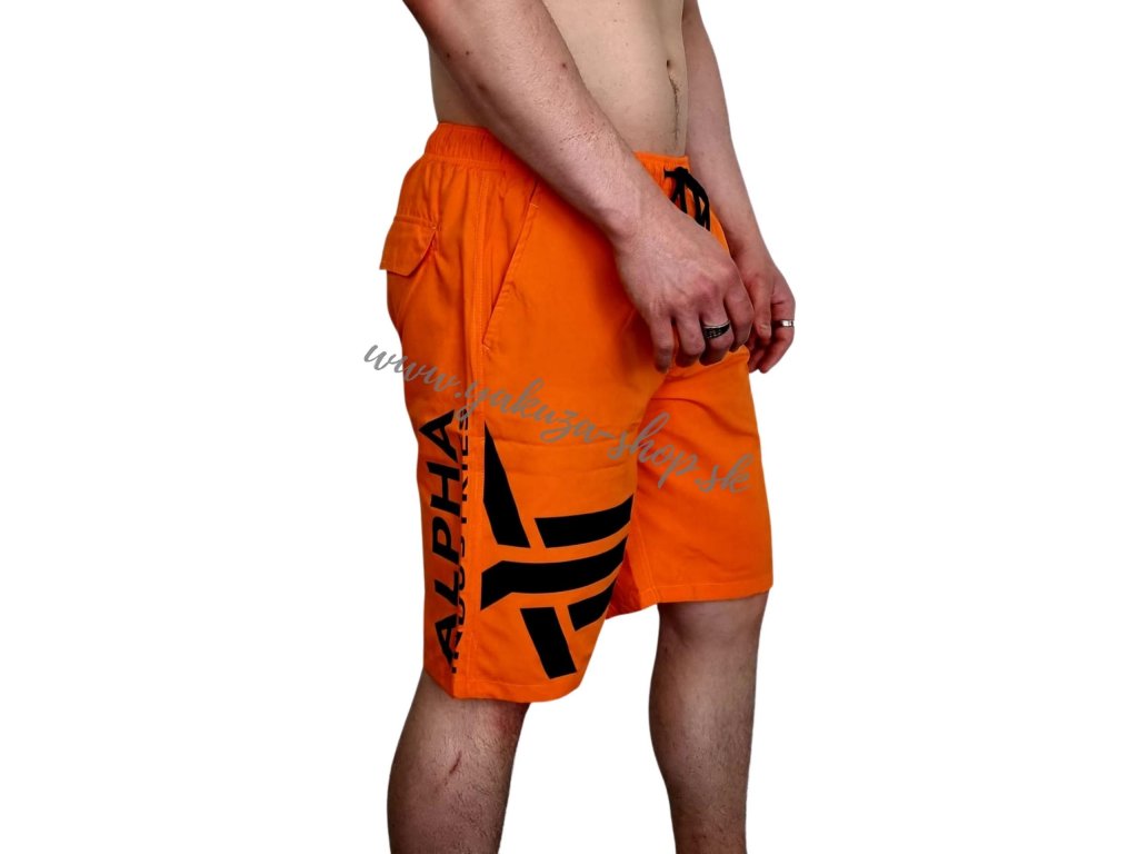 Alpha Industries plavky Side Print Board Short pánske šortky flame orange