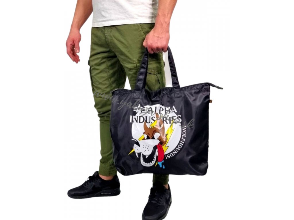Alpha Industries Wolfhounds Zip Shopper Bag nákupná taška Black -  Yakuza-shop.sk